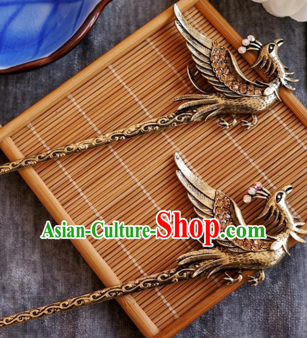 Chinese Ancient Ming Dynasty Princess Phoenix Hairpins Traditional Hanfu Court Hair Accessories for Women