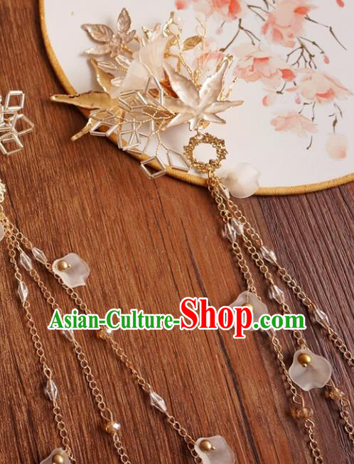 Chinese Ancient Ming Dynasty Princess Maple Leaf Hair Claw Hairpins Traditional Hanfu Court Hair Accessories for Women