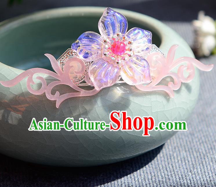 Chinese Ancient Ming Dynasty Princess Pink Hair Crown Hairpins Traditional Hanfu Court Hair Accessories for Women