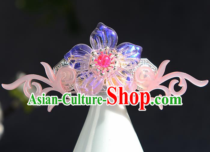 Chinese Ancient Ming Dynasty Princess Pink Hair Crown Hairpins Traditional Hanfu Court Hair Accessories for Women