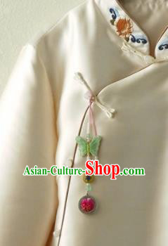 Chinese Traditional Hanfu Embroidered Green Butterfly Brooch Pendant Ancient Cheongsam Breastpin Accessories for Women