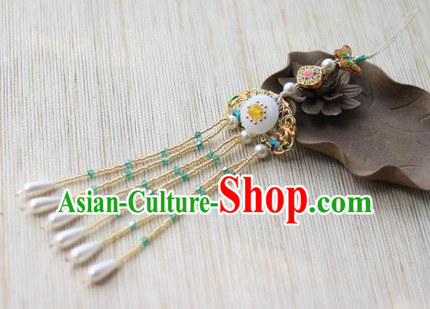 Chinese Traditional Hanfu Cloisonne Tassel Brooch Pendant Ancient Cheongsam Breastpin Accessories for Women