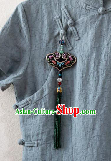 Chinese Traditional Hanfu Embroidered Green Brooch Pendant Ancient Cheongsam Breastpin Accessories for Women