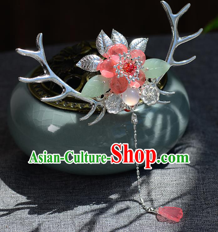 Chinese Ancient Tang Dynasty Palace Princess Antler Hairpins Traditional Hanfu Court Hair Accessories for Women