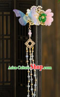 Chinese Ancient Tang Dynasty Princess Purple Butterfly Hair Claw Hairpins Traditional Hanfu Court Hair Accessories for Women