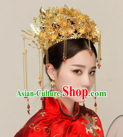 Chinese Ancient Tang Dynasty Tassel Phoenix Coronet Hairpins Traditional Hanfu Court Princess Hair Accessories for Women