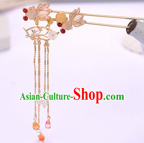 Chinese Ancient Tang Dynasty Princess Agate Goldfish Hairpins Traditional Hanfu Court Hair Accessories for Women