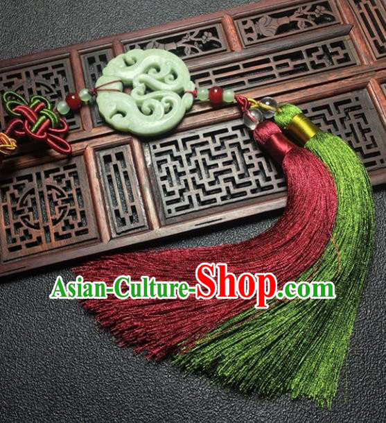 Traditional Chinese Hanfu Jade Carving Phoenix Waist Accessories Tassel Pendant Ancient Swordsman Brooch