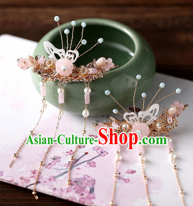 Chinese Ancient Ming Dynasty Princess Butterfly Hair Claws Hairpins Traditional Hanfu Court Hair Accessories for Women