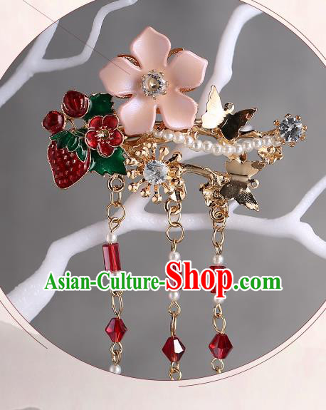 Chinese Ancient Ming Dynasty Princess Strawberry Hair Claws Hairpins Traditional Hanfu Court Hair Accessories for Women