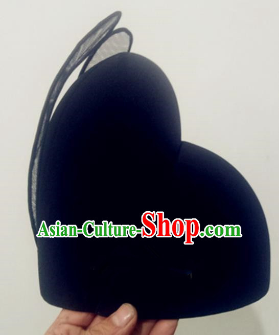 Chinese Traditional Handmade Ming Dynasty Officer Black Veil Hat Ancient Drama Bridegroom Headwear for Men