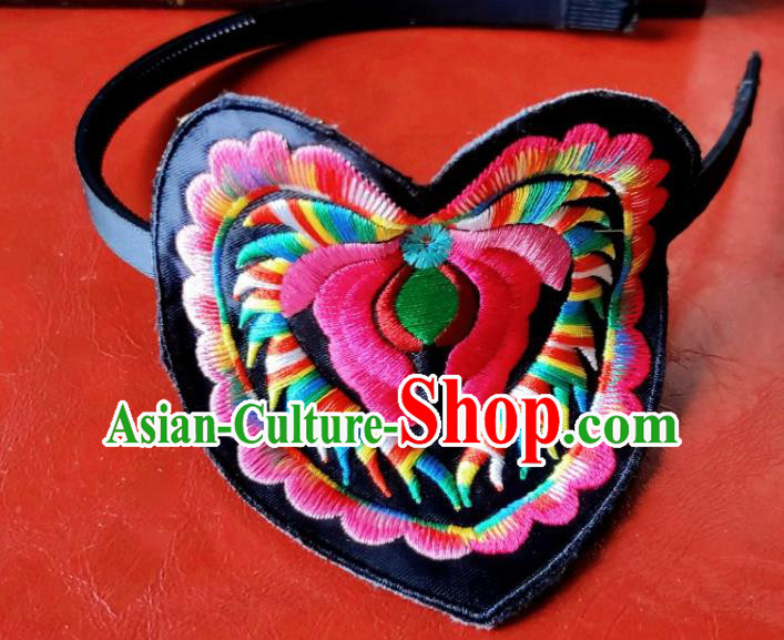 Chinese Traditional Ethnic Embroidered Lotus Headband National Handmade Hair Clasp for Women