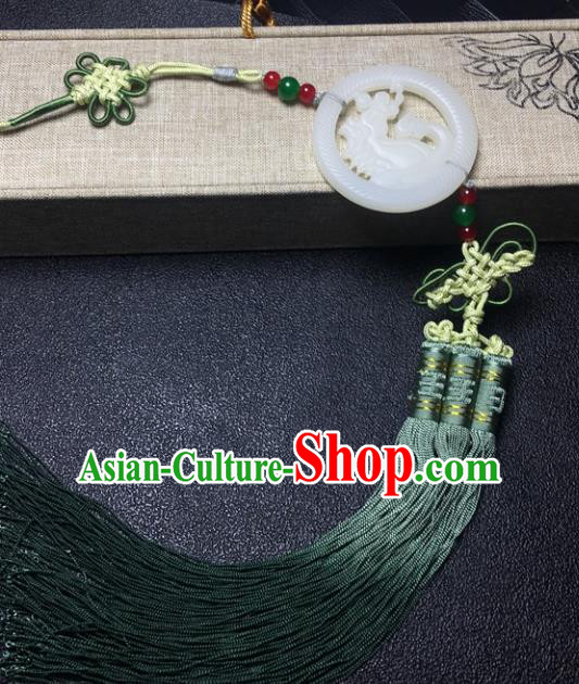 Traditional Chinese Hanfu Jade Carving Horse Waist Accessories Palace Tassel Pendant Ancient Swordsman Brooch