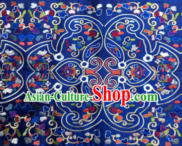 Chinese Traditional National Embroidered Blue Dress Patch Embroidery Cloth Accessories