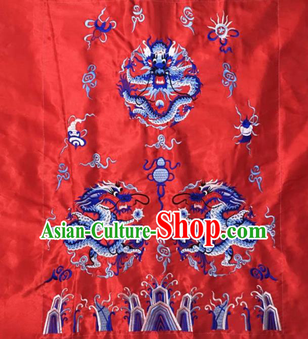Chinese Traditional National Embroidered Dragons Red Dress Patch Embroidery Cloth Accessories