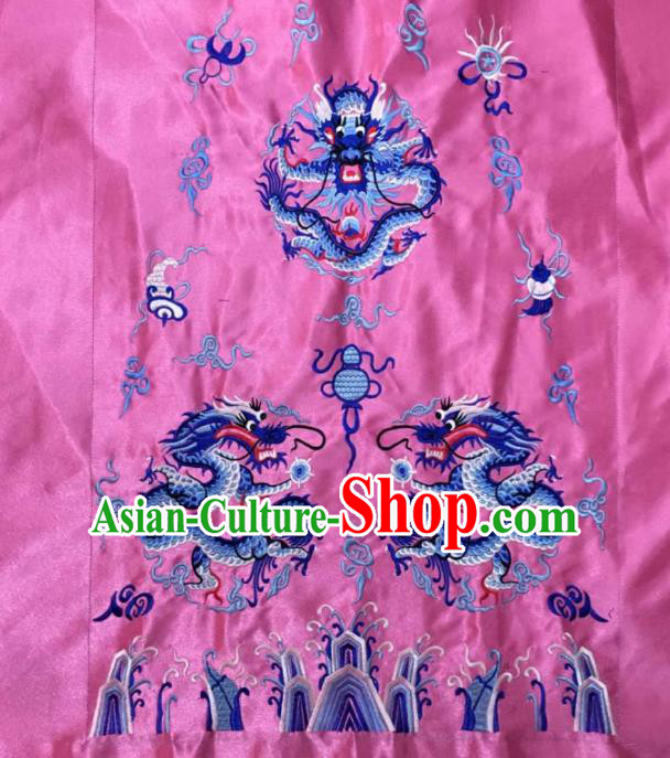 Chinese Traditional National Embroidered Dragons Pink Dress Patch Embroidery Cloth Accessories