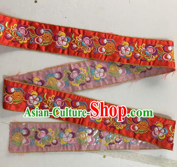 Chinese Traditional National Embroidered Flowers Red Applique Dress Patch Embroidery Cloth Accessories