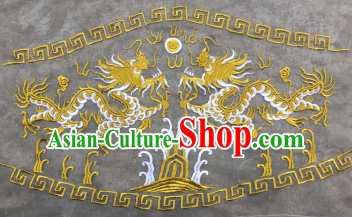 Chinese Traditional National Embroidered Yellow Dragons Applique Dress Patch Embroidery Cloth Accessories