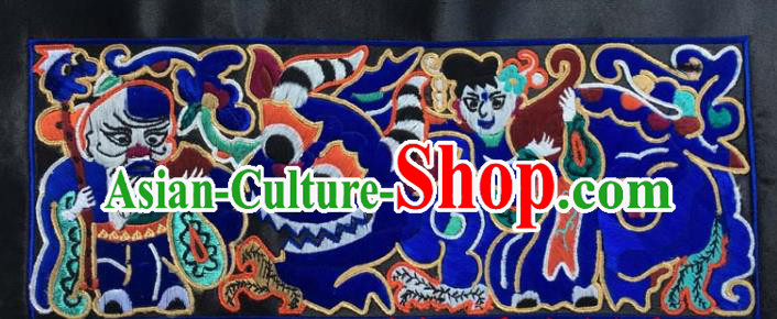 Chinese Traditional National Embroidered Royalblue Applique Dress Patch Embroidery Cloth Accessories