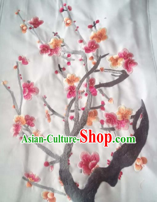 Chinese Traditional National Embroidered Plum Blossom White Applique Dress Patch Embroidery Cloth Accessories
