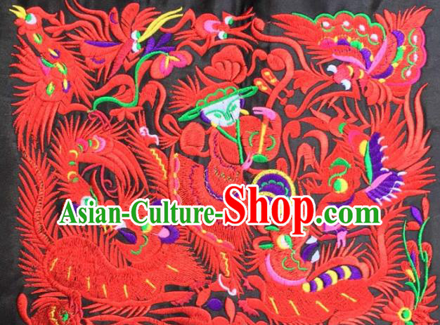 Chinese Traditional National Embroidered Red Kylin Applique Dress Patch Embroidery Cloth Accessories