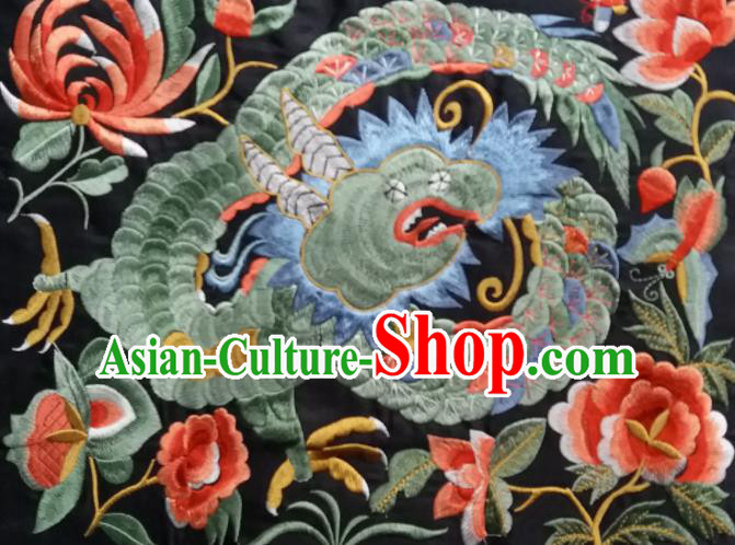 Chinese Traditional National Embroidered Dragon Peony Applique Dress Patch Embroidery Cloth Accessories