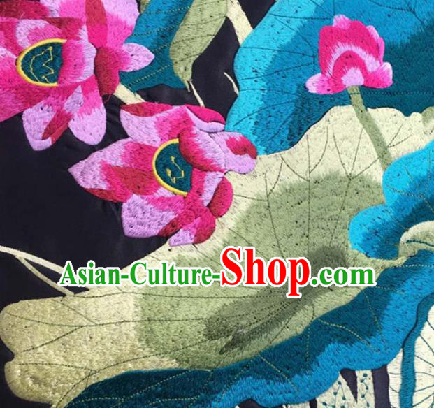 Chinese Traditional National Embroidered Red Lotus Applique Dress Patch Embroidery Cloth Accessories