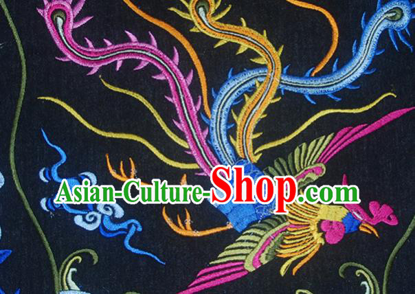 Chinese Traditional Embroidered Phoenix Black Applique National Dress Patch Embroidery Cloth Accessories