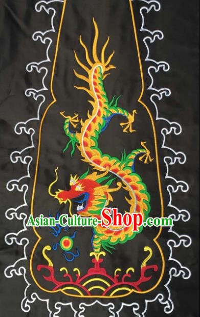 Chinese Traditional Embroidered Dragon Black Applique National Dress Patch Embroidery Cloth Accessories