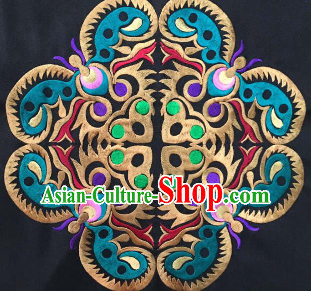 Chinese Traditional Embroidered Blue Butterfly Applique National Dress Patch Embroidery Cloth Accessories