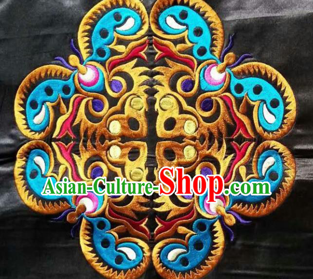 Chinese Traditional Embroidered Light Blue Butterfly Applique National Dress Patch Embroidery Cloth Accessories