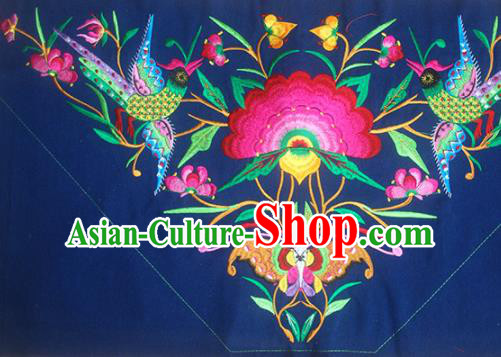 Chinese Traditional National Embroidered Phoenix Peony Navy Applique Dress Patch Embroidery Cloth Accessories