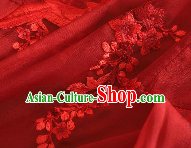 Chinese Traditional Tang Suit Embroidered Red Cheongsam National Costume Qipao Dress for Women