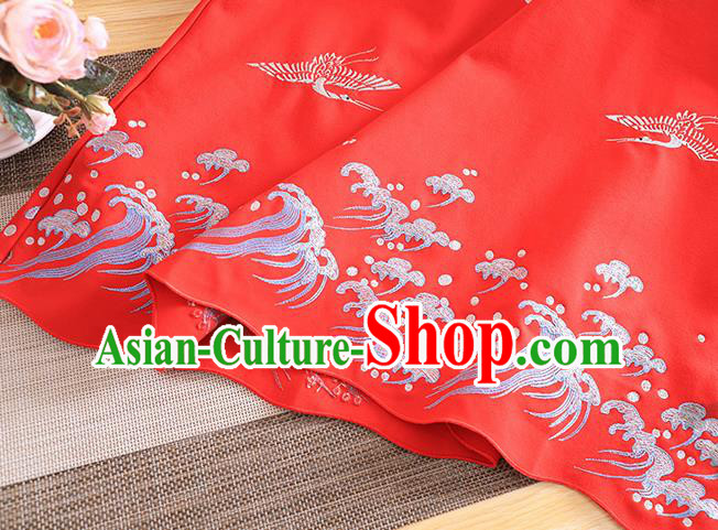 Chinese Traditional Red Cheongsam National Costume Embroidered Qipao Dress for Women