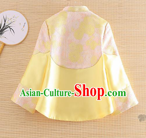 Chinese Traditional Tang Suit Yellow Jacket National Costume Qipao Upper Outer Garment for Women