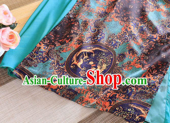 Chinese Traditional Tang Suit Printing Green Cheongsam National Costume Qipao Dress for Women
