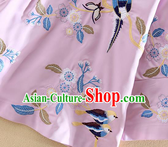 Chinese Traditional Tang Suit Embroidered Purple Shirt National Costume Qipao Upper Outer Garment for Women