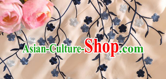 Chinese Traditional Tang Suit Embroidered Plum Beige Cheongsam National Costume Qipao Dress for Women
