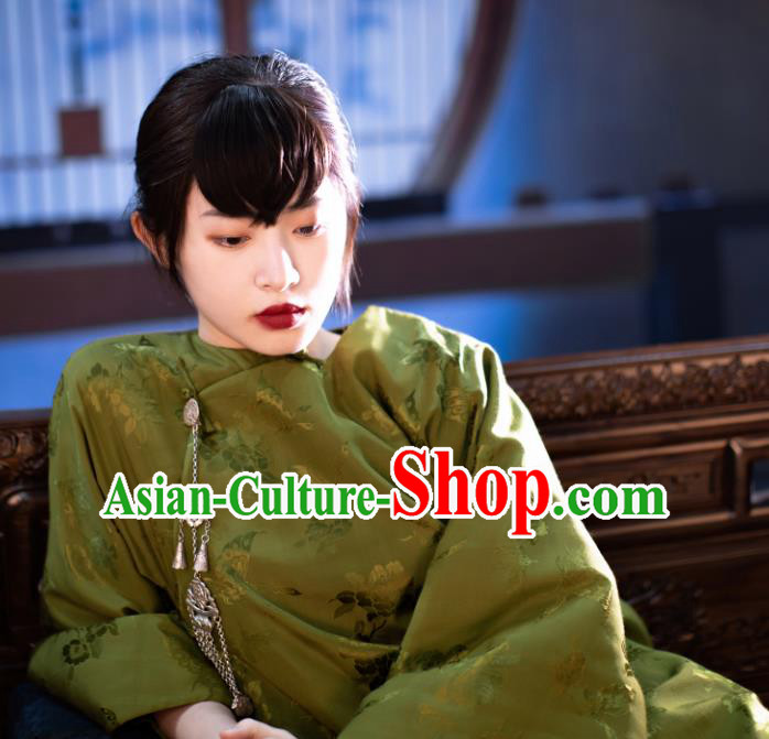 Traditional Chinese National Olive Green Brocade Qipao Dress Tang Suit Cheongsam Costume for Women