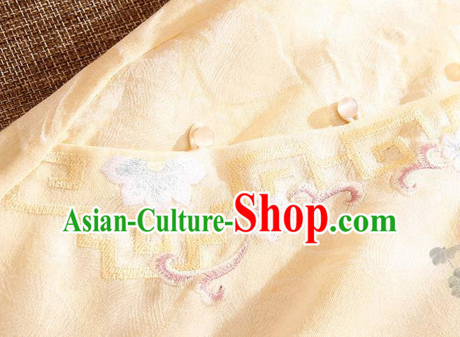 Traditional Chinese National Embroidered Yellow Qipao Dress Tang Suit Cheongsam Costume for Women