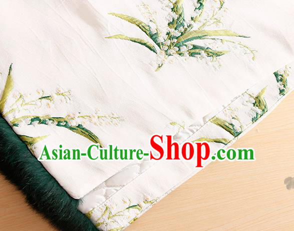 Traditional Chinese National Winter White Qipao Dress Tang Suit Cheongsam Costume for Women