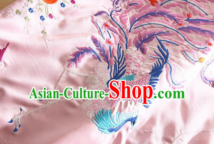 Traditional Chinese National Embroidered Phoenix Pink Qipao Dress Tang Suit Cheongsam Costume for Women