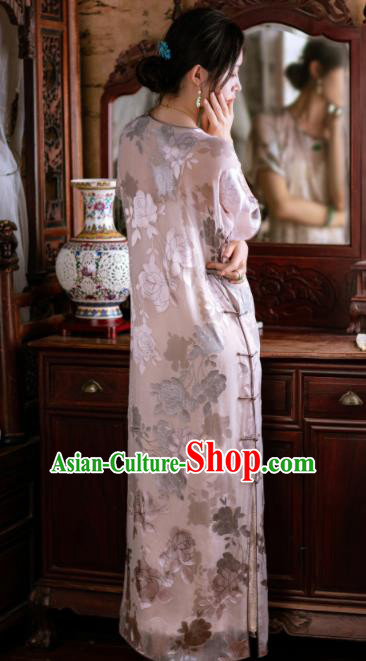 Traditional Chinese Late Qing Dynasty White Silk Qipao Dress National Tang Suit Cheongsam Costume for Women