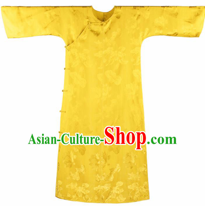 Traditional Chinese Yellow Brocade Qipao Dress National Tang Suit Cheongsam Costume for Women