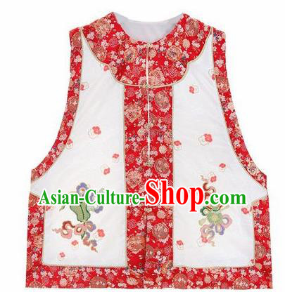 Chinese Traditional Qing Dynasty Embroidered Red Vest National Costume Tang Suit Waistcoat for Women