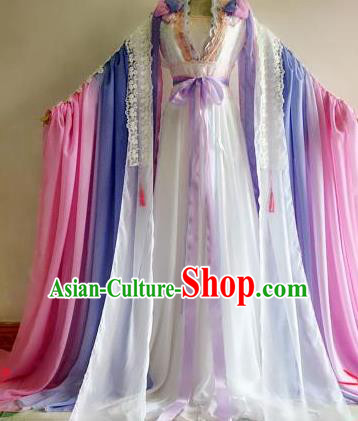 Chinese Traditional Cosplay Goddess Princess Pink Costume Ancient Imperial Consort Hanfu Dress for Women