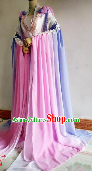 Chinese Traditional Cosplay Goddess Princess Pink Costume Ancient Imperial Consort Hanfu Dress for Women