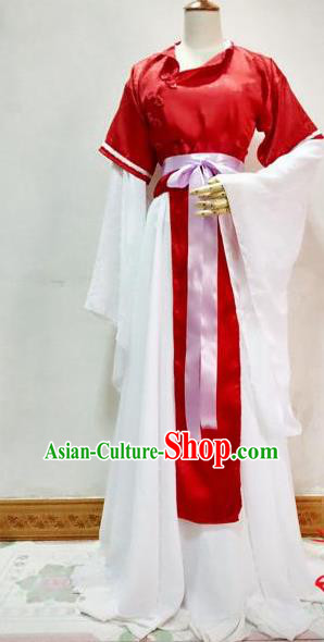 Chinese Traditional Cosplay Court Maid Red Costume Ancient Palace Lady Hanfu Dress for Women