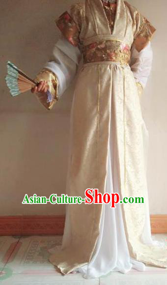 Chinese Traditional Cosplay Prince Light Golden Costume Ancient Swordsman Hanfu Clothing for Men