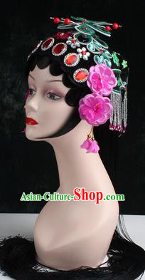 Chinese Traditional Beijing Opera Diva Green Butterfly Head Ornaments Hair Accessories for Women